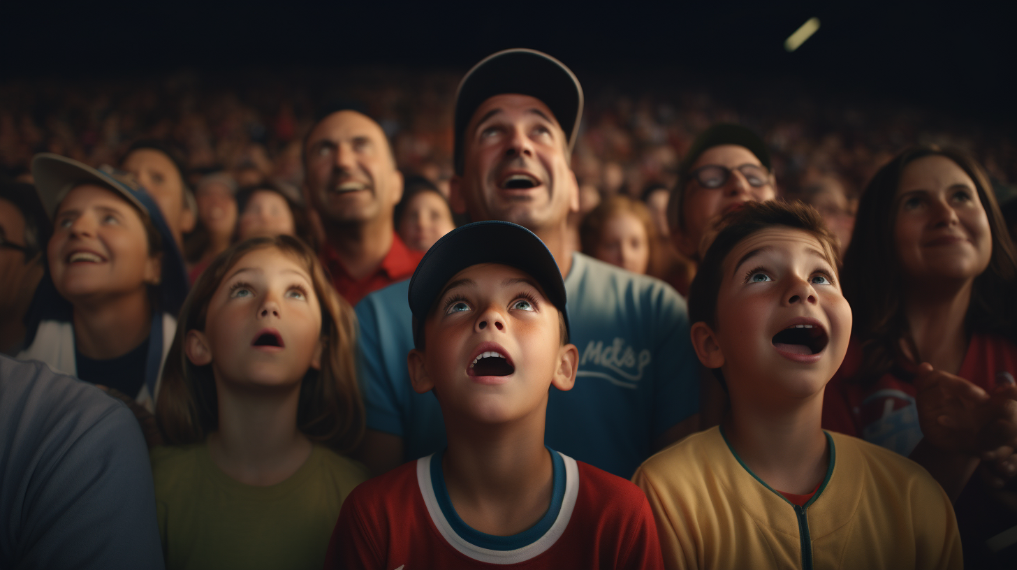 Amazed parents at baseball game crowd