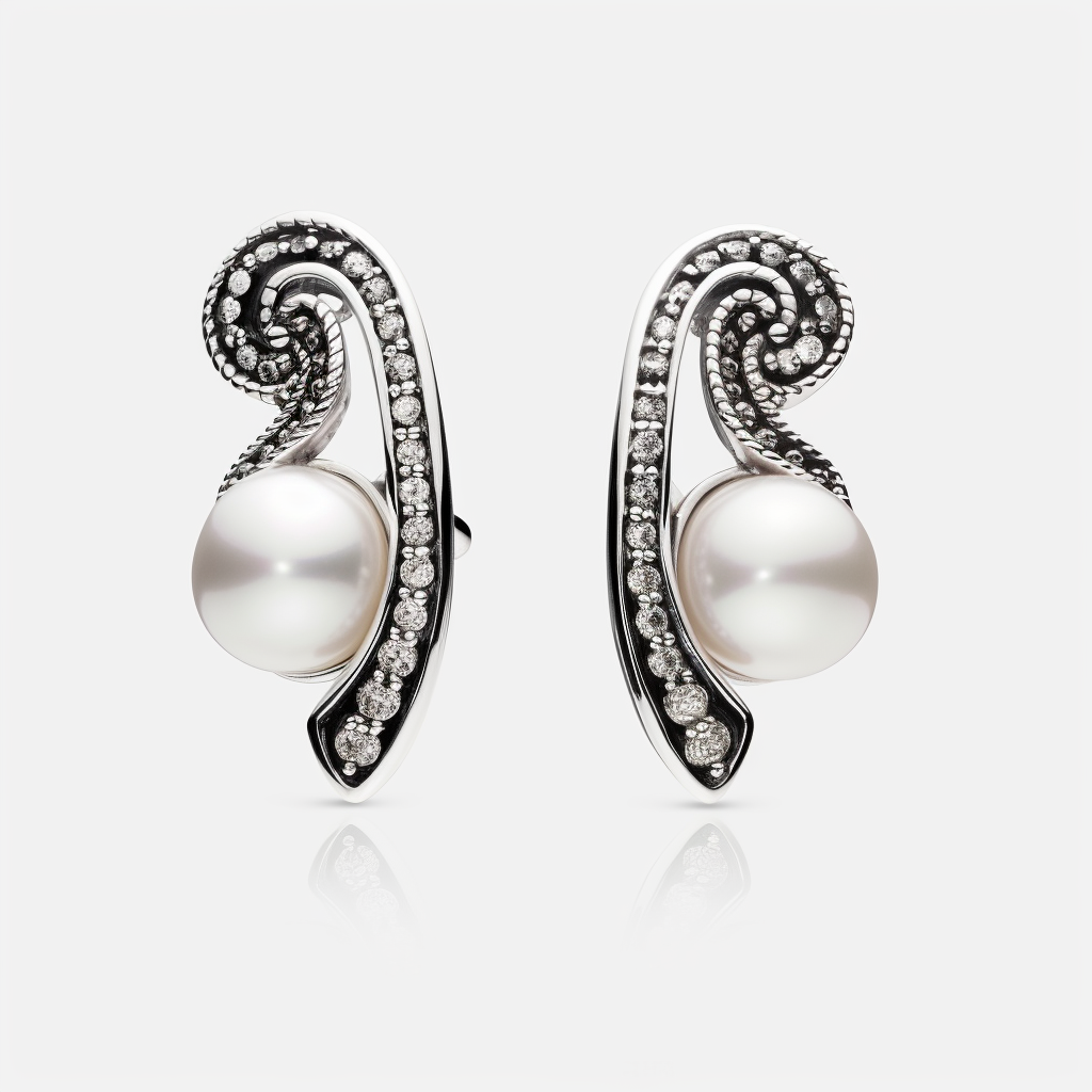 Stylish Pandora Earrings with Pearls and CZ