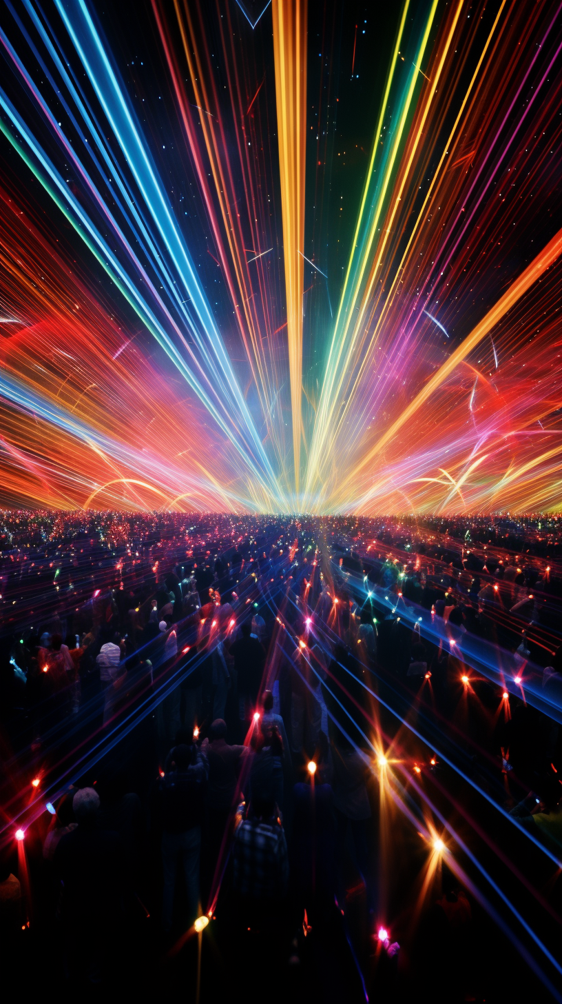 Vibrant laser show with colorful movements