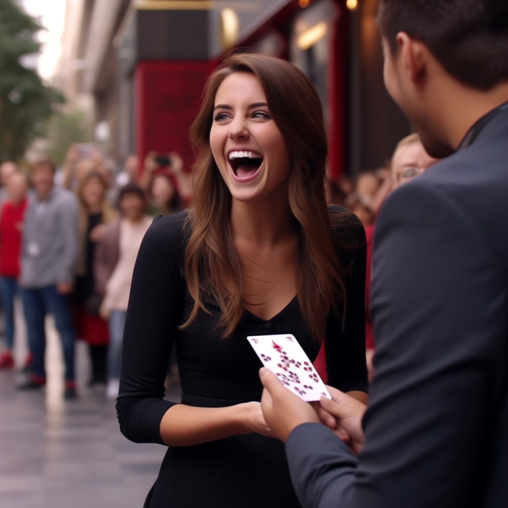 Woman Amazed by Incredible Magic Trick