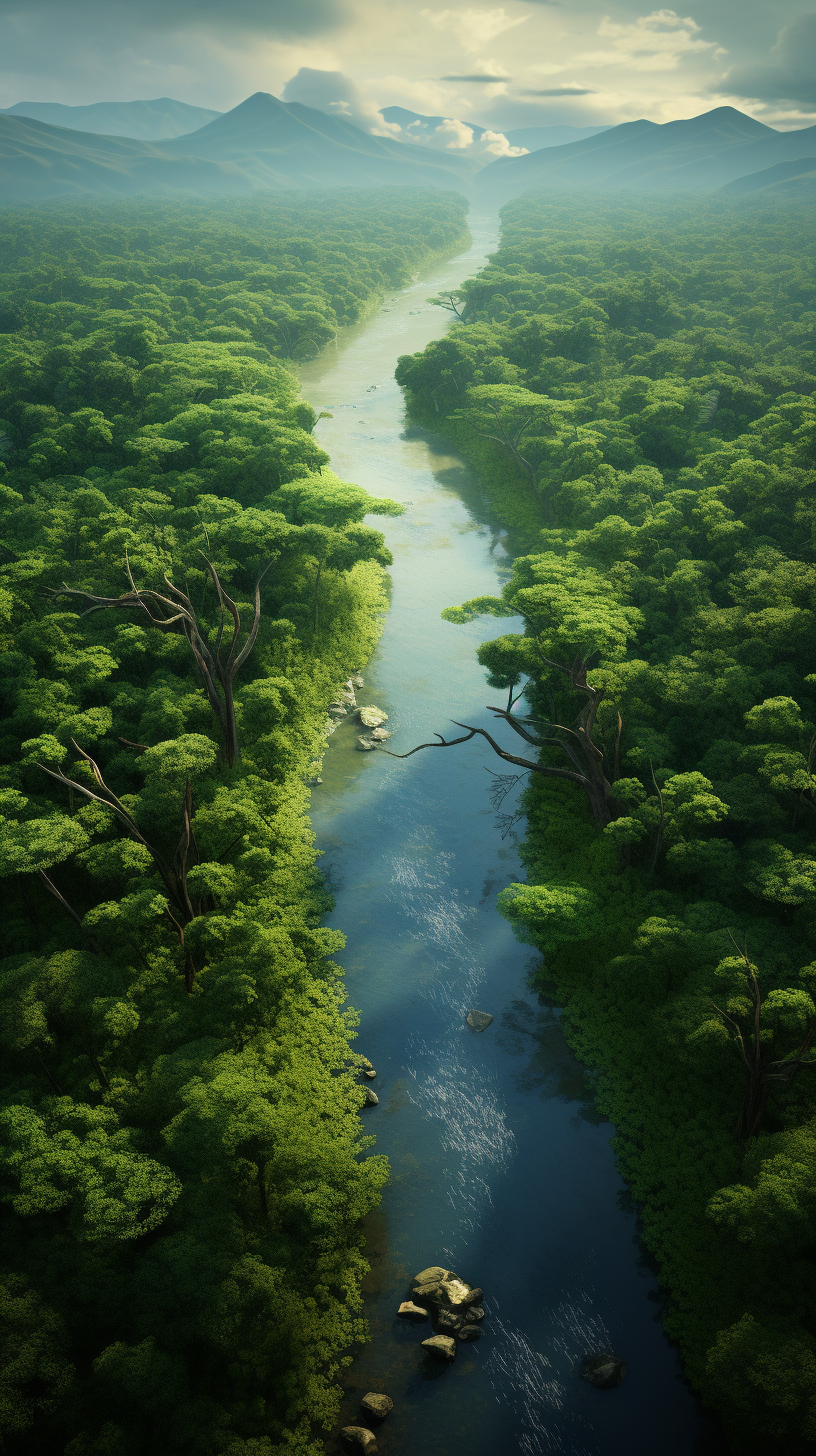 Photorealistic view of the Amazon Rainforest