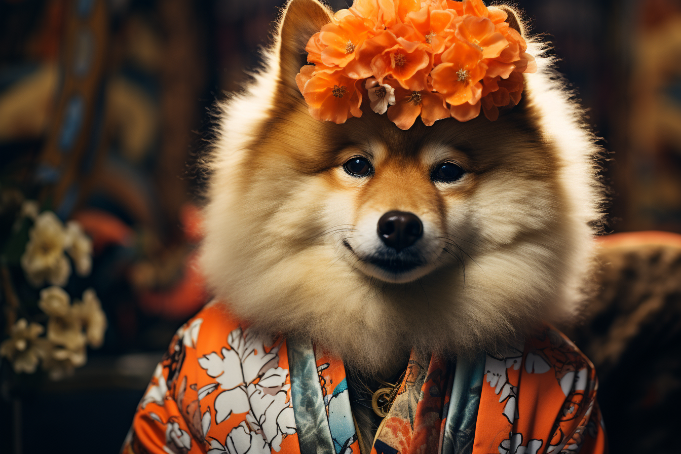 American Akita in Afro Pop style