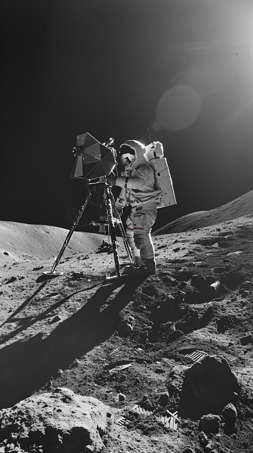 American astronaut on lunar surface