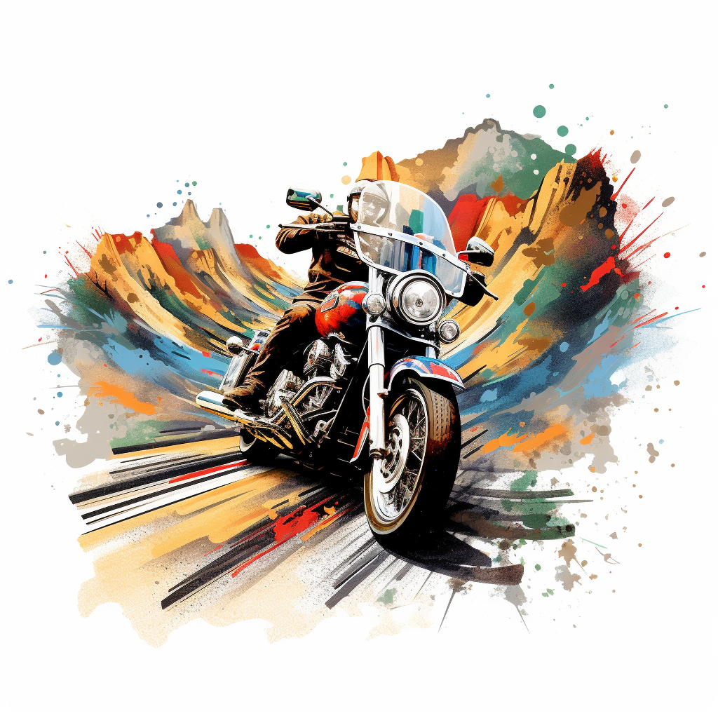 Colorful American Christmas motorcycle canvas