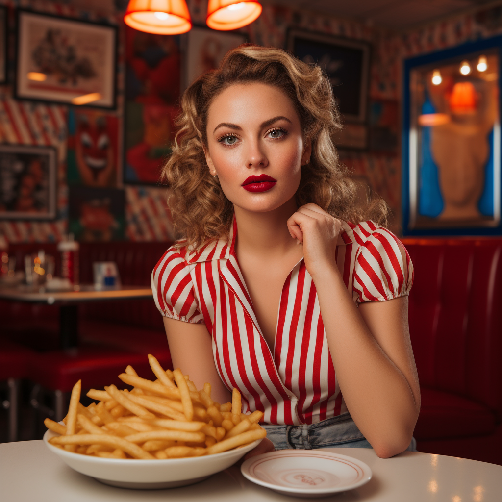 Tempting fries in an American diner