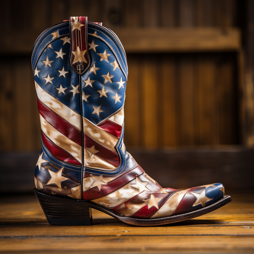 Vintage American Flag on Cowboy Boot