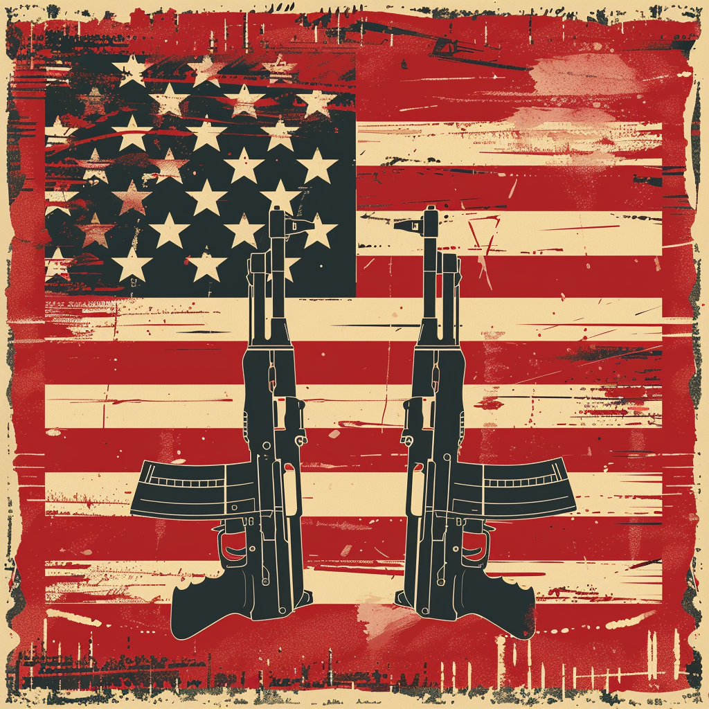 American flag guns propaganda style