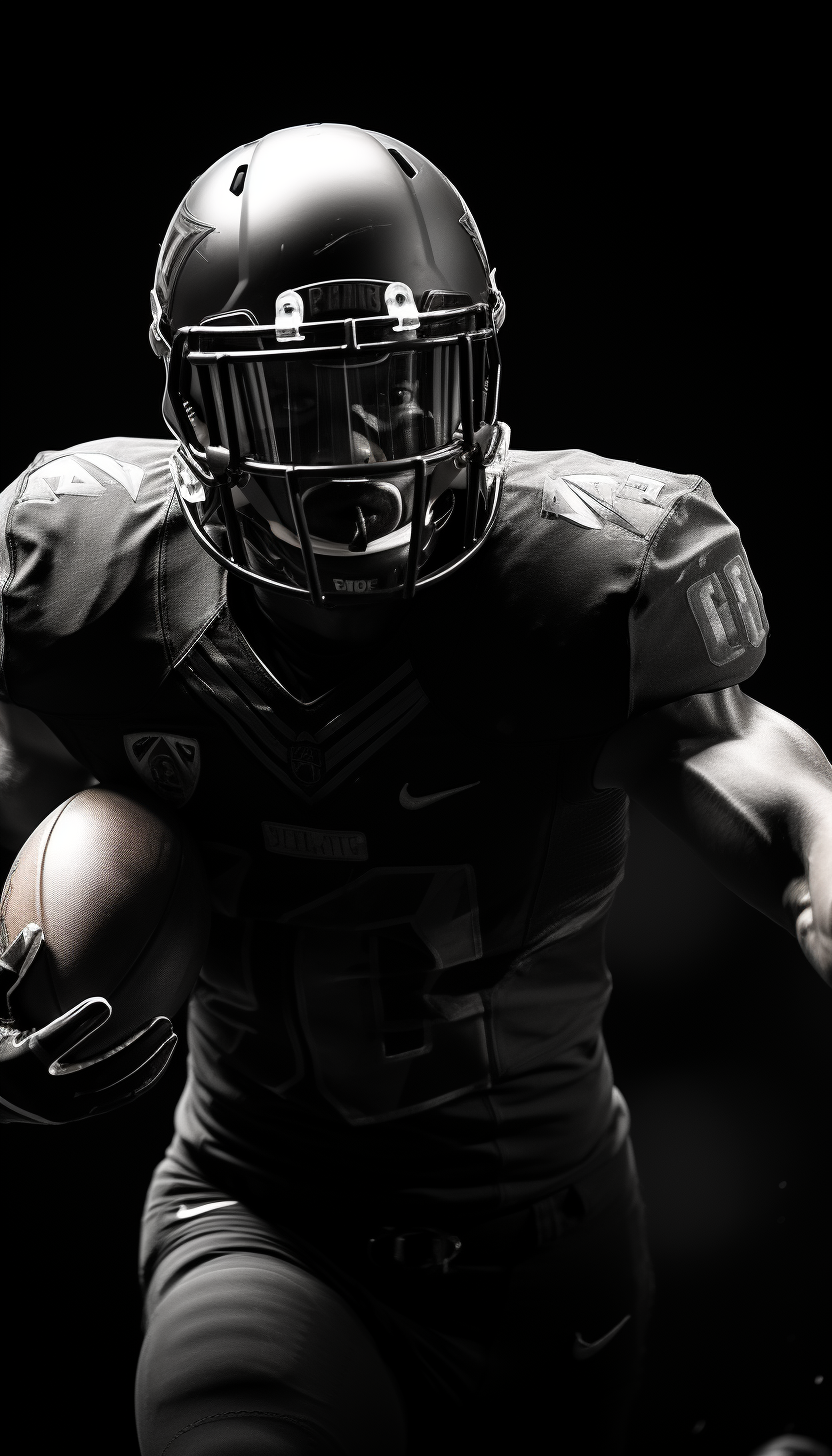 Silhouette of American football action on field