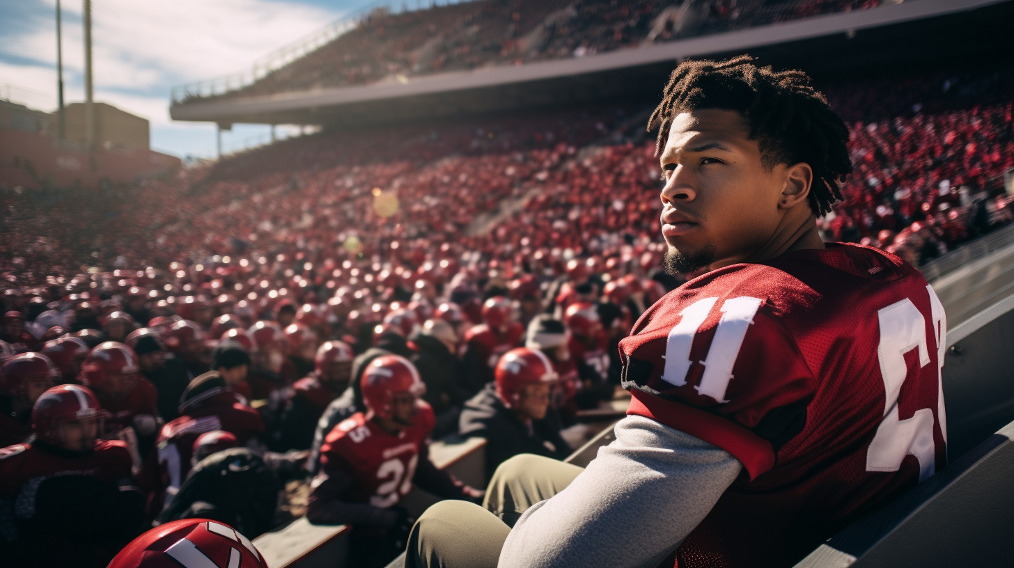 Justin Jefferson on bleachers at football game