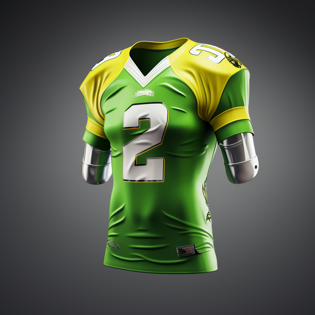 Lime Green American Football Jersey with Praying Mantis Emblem