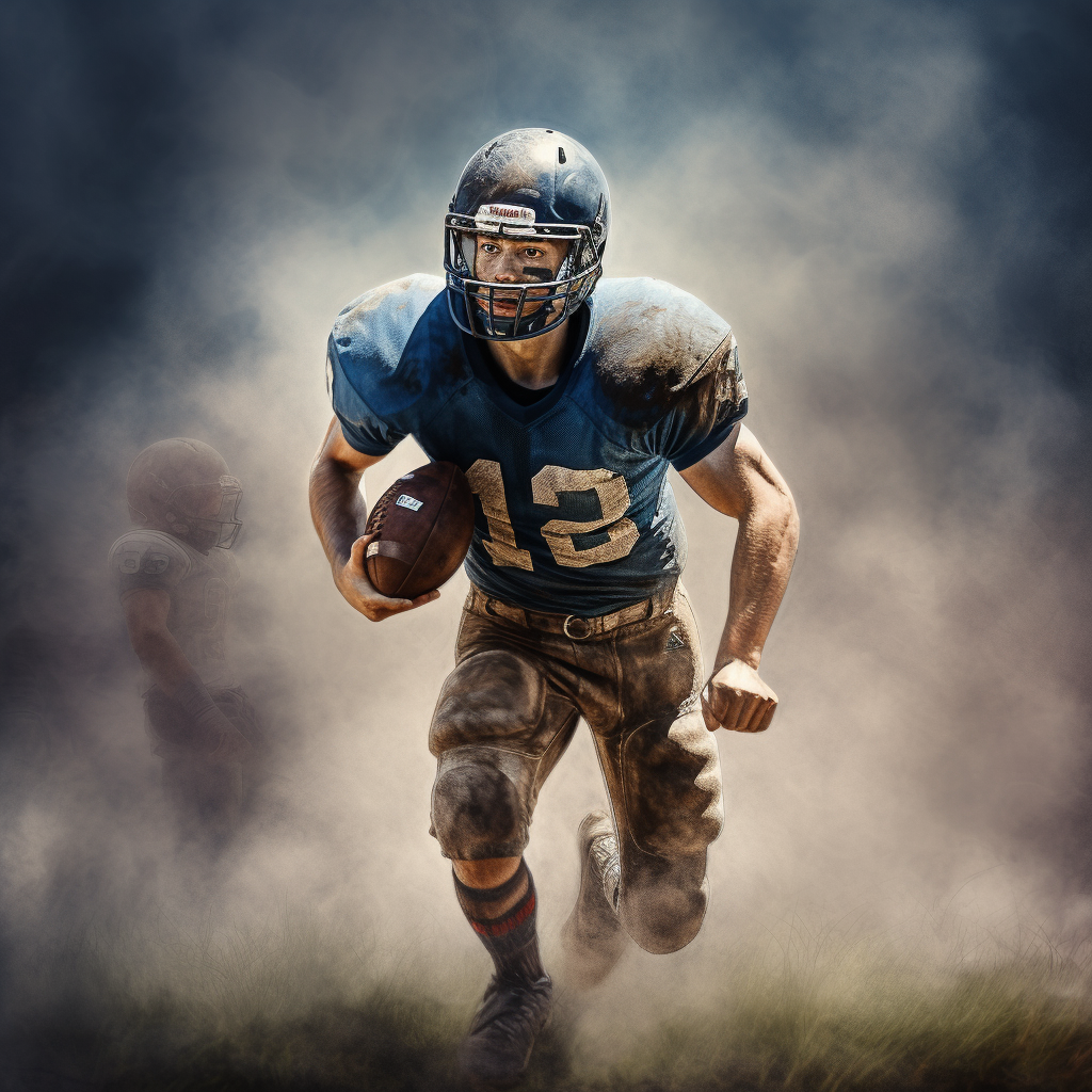 American football player running in a game