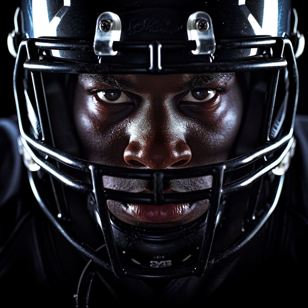 Close-up of American Football Player Studio Shot