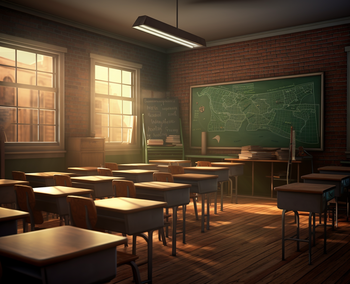 American High School Classroom Scene