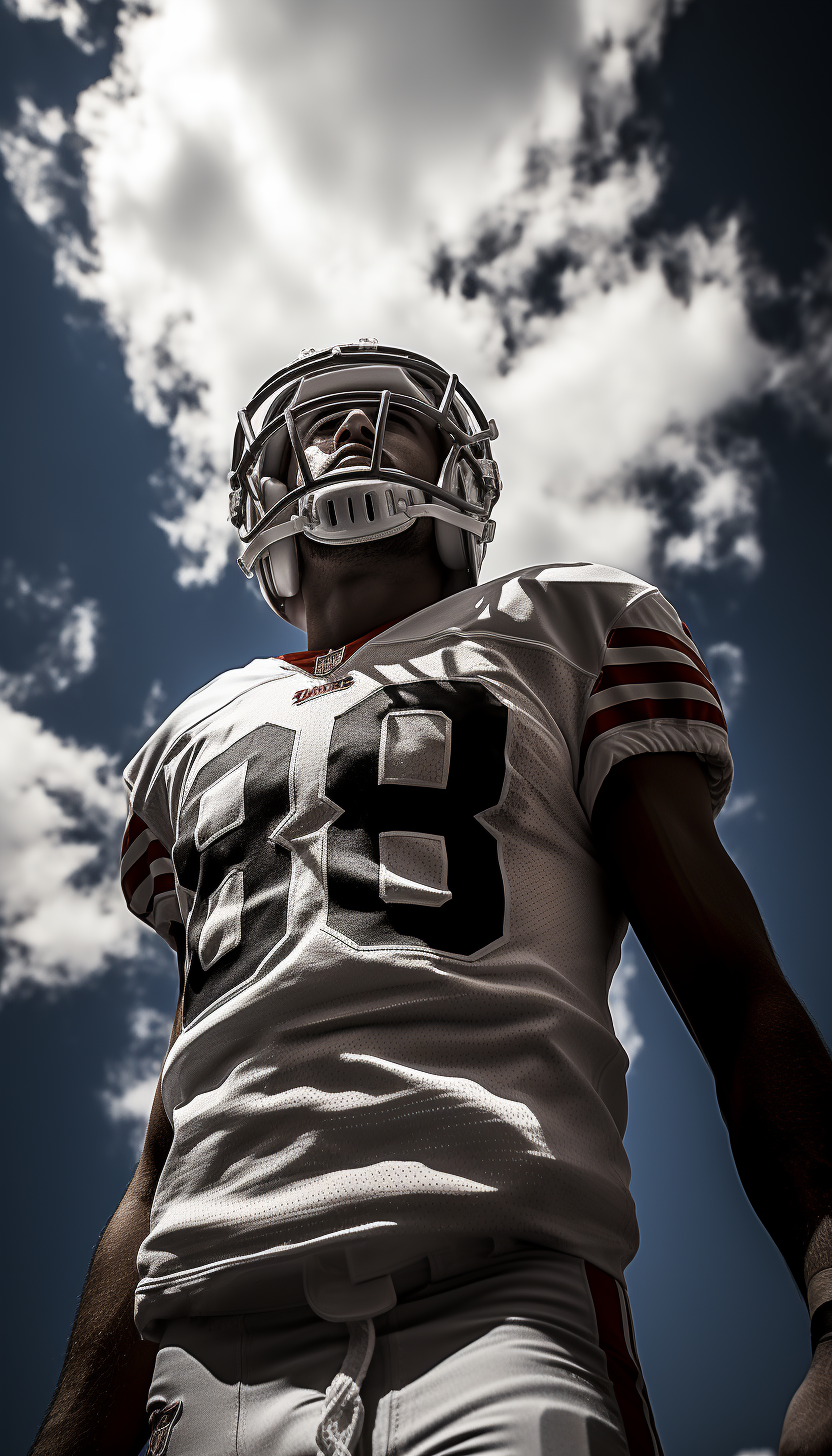 Rear View of Football Player on Field