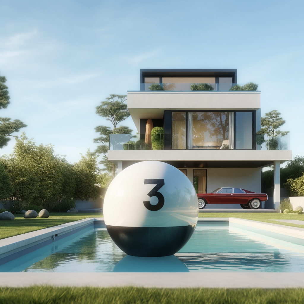 American home with giant 8 ball