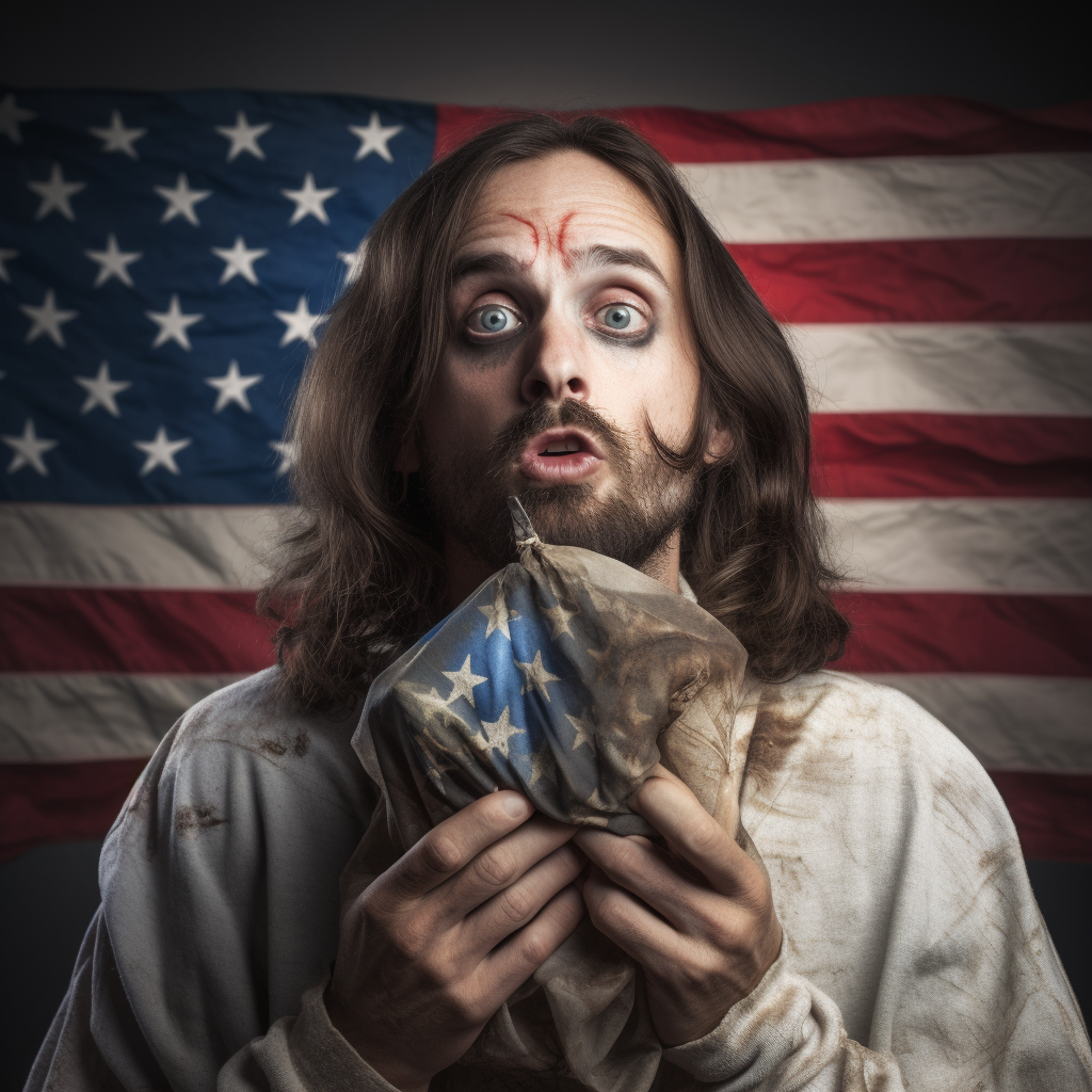 American Jesus with Moth and Flag