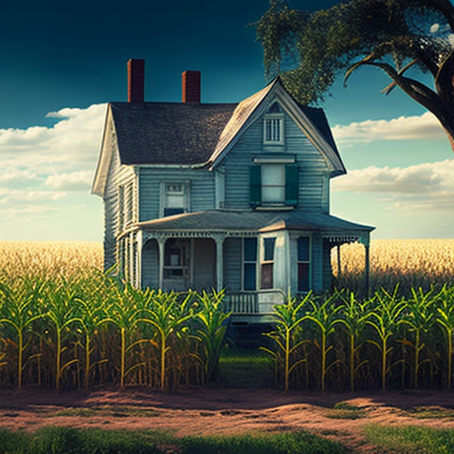 Charming farm house in the corn field