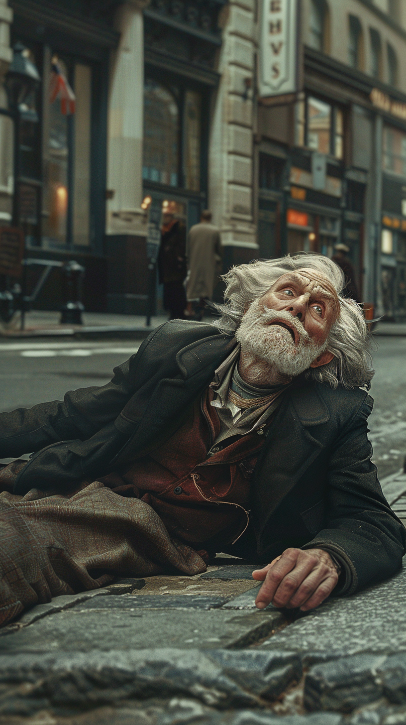 19th century American old man falling