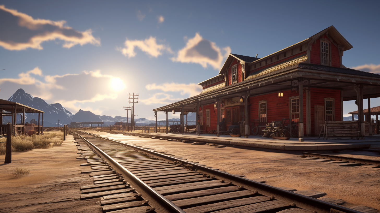 Historic train station in the American Old West