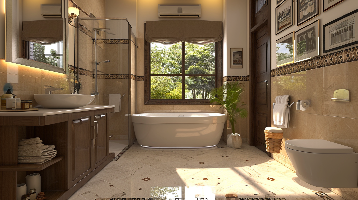 American Retro Home Bathroom Rendering