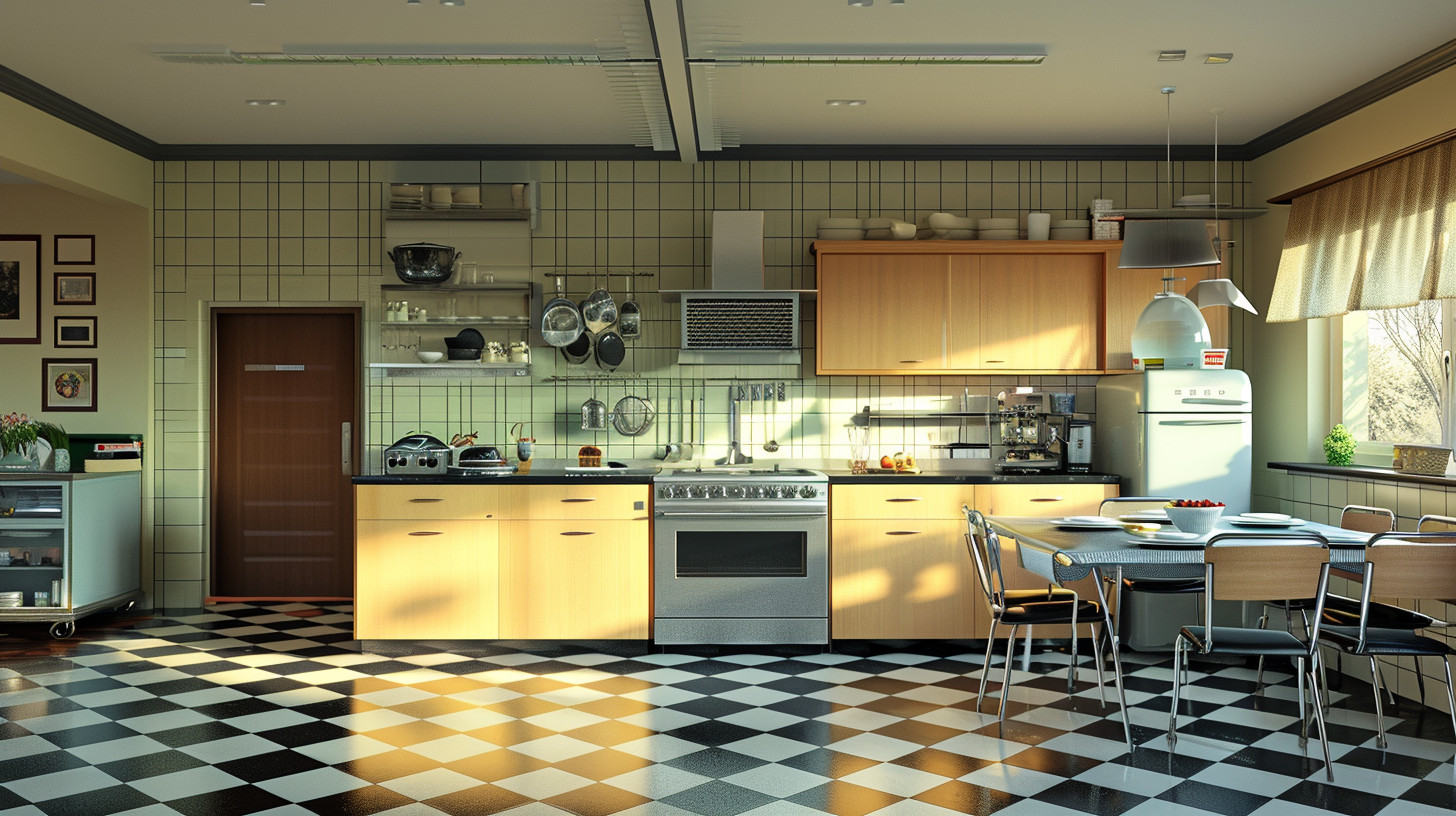 American Retro Style Kitchen Wide Angle