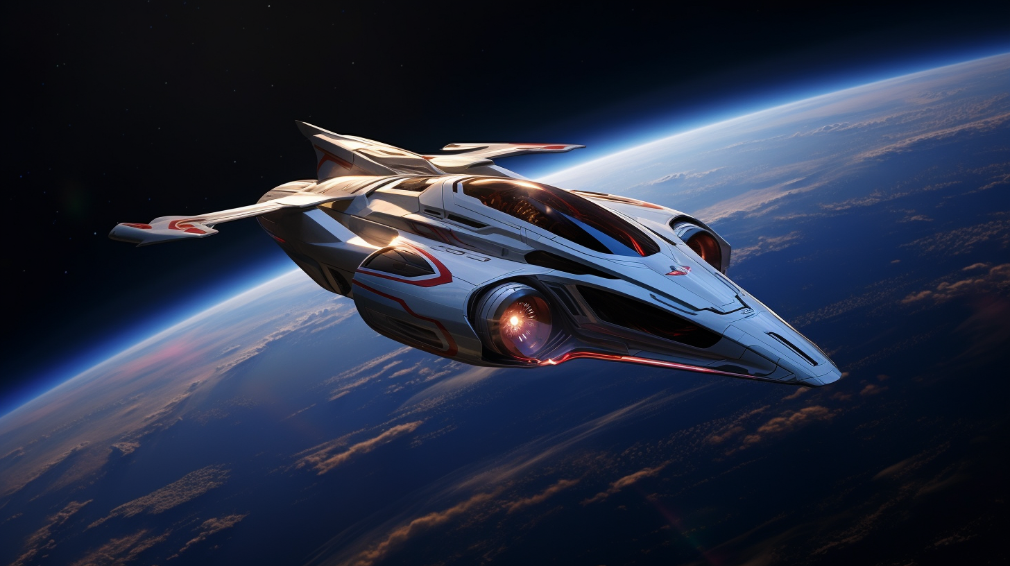 Stunning American Spaceship soaring through space