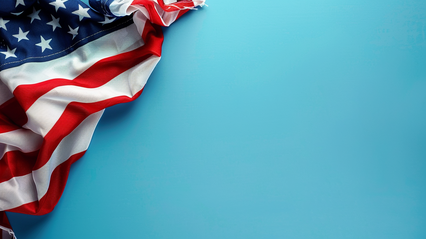 American flag on blue background