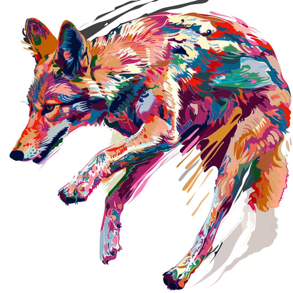 Coyote jumping in Americana art