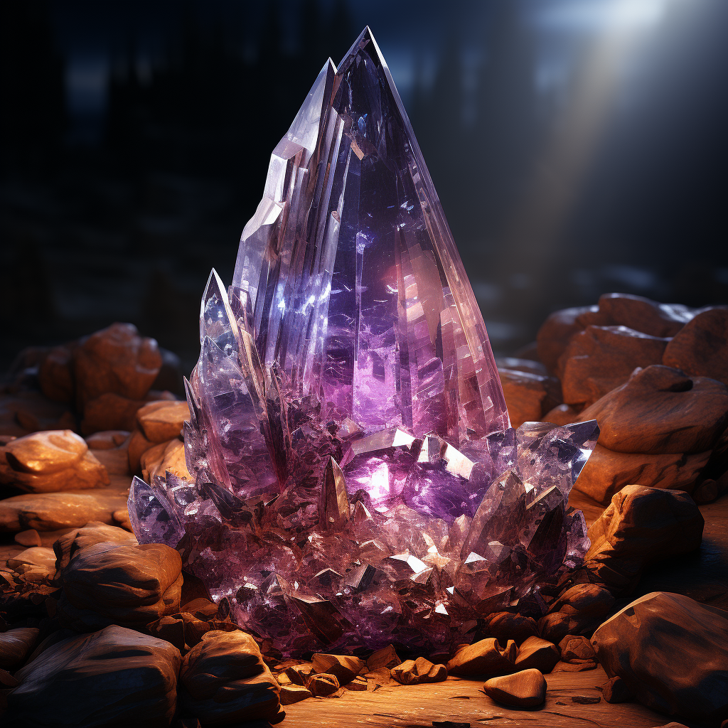 Amethyst Crystals Radiating Light - Stock Photo