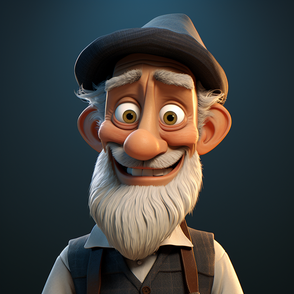 Amish comic character pixar style