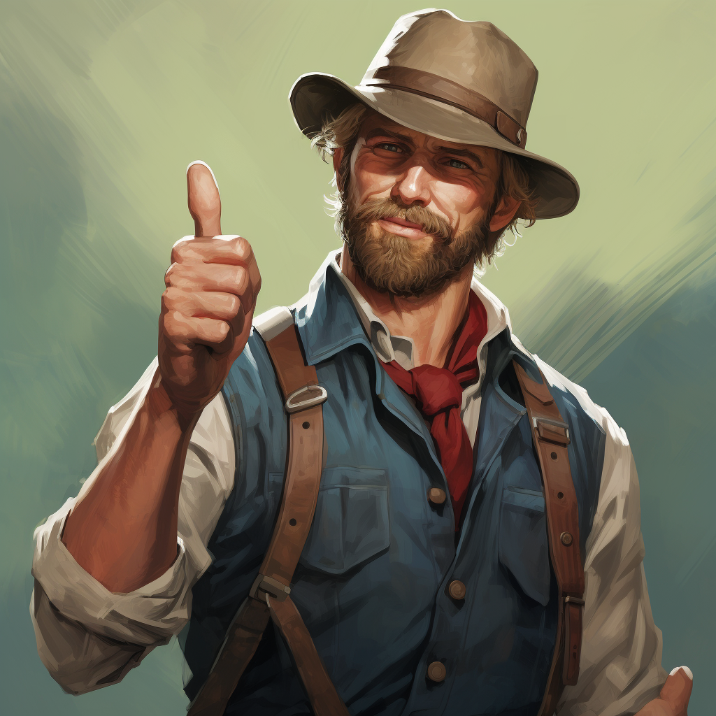 Amish man smiling, thumbs up