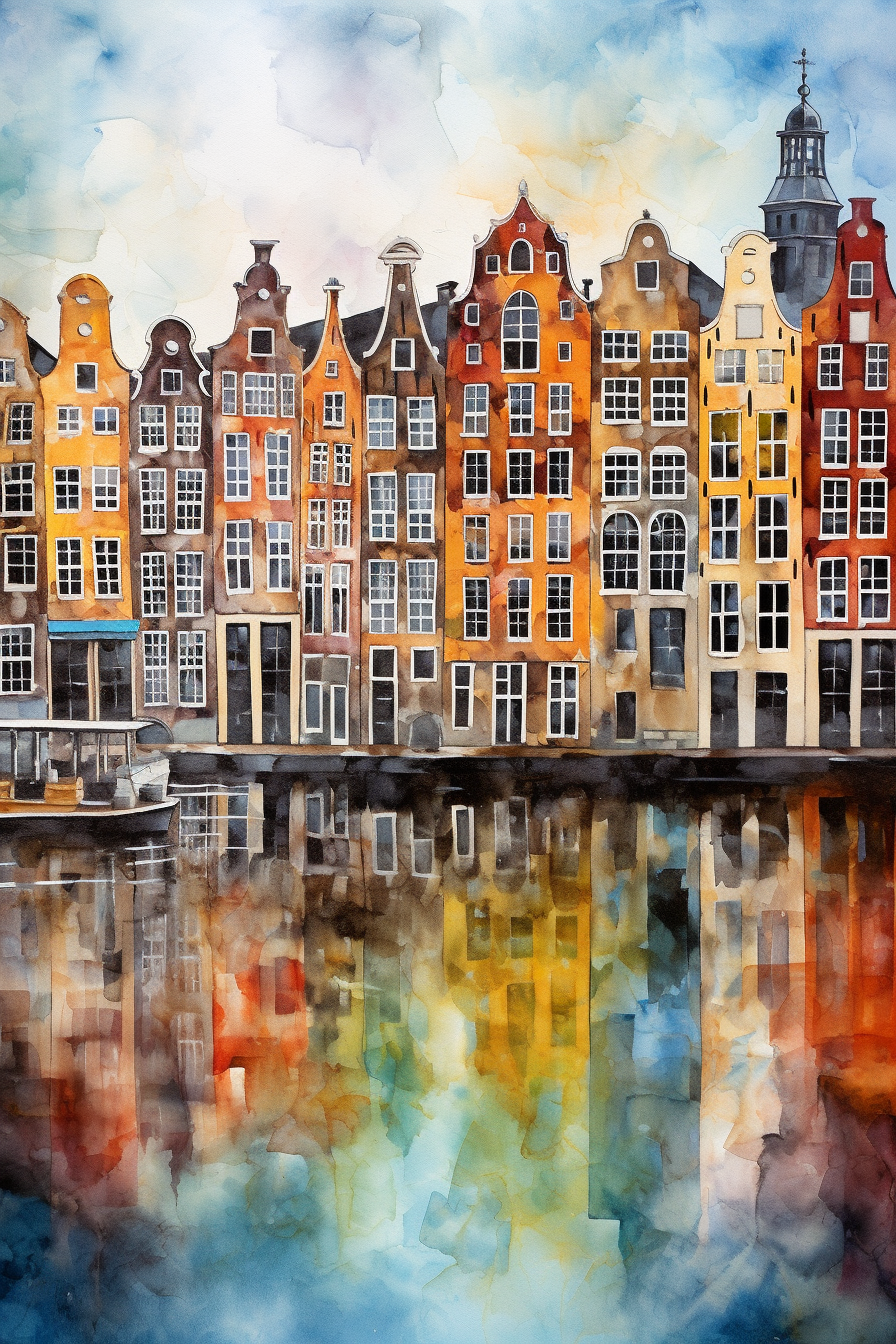 Amsterdam canal houses painting by Freddie Henderson