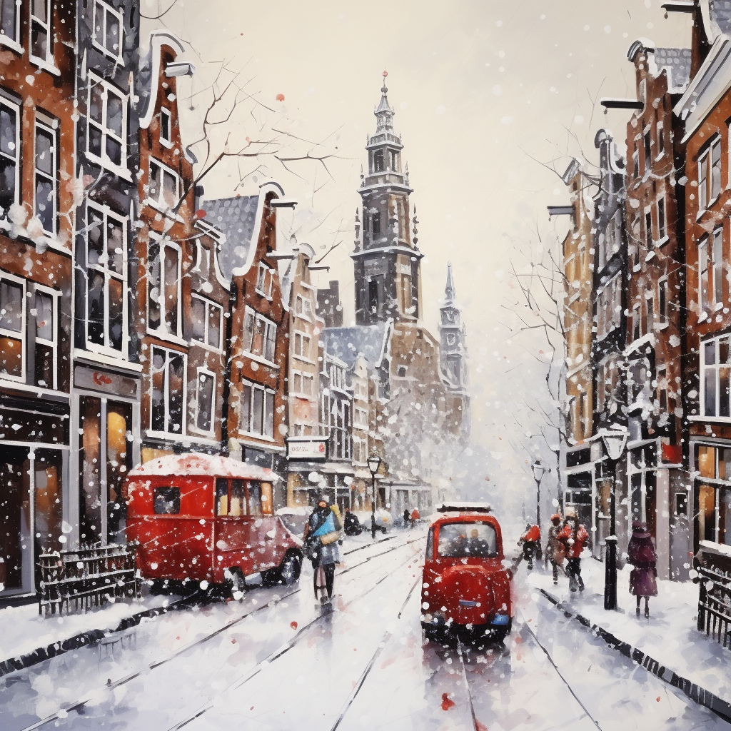 Snow in Amsterdam Streets