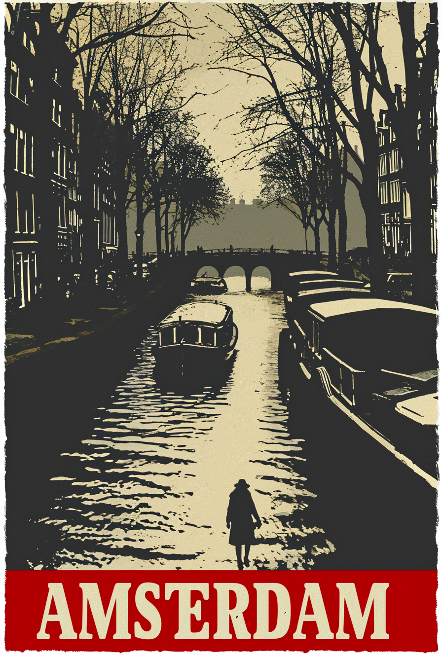 Artistic Amsterdam poster in Tycho style