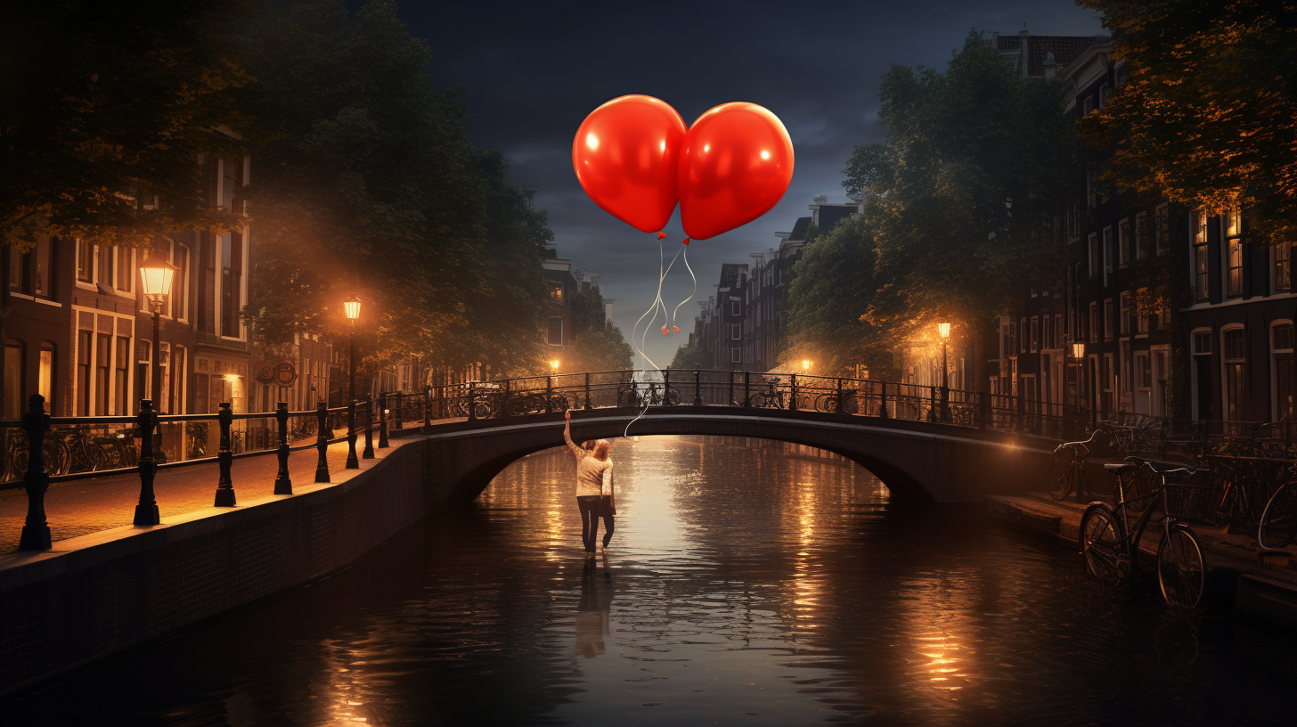 Two Women with Balloon in Amsterdam