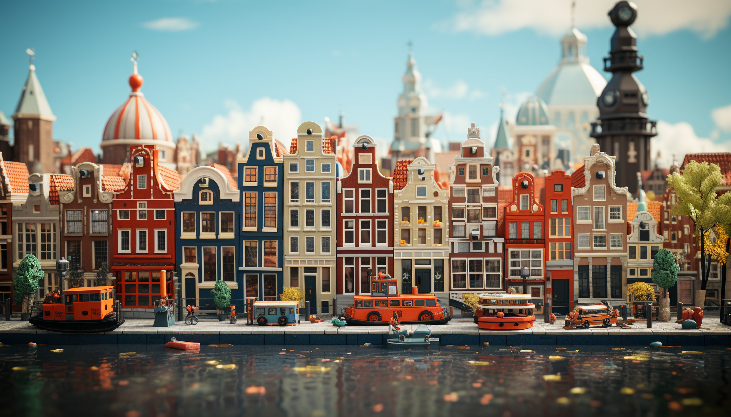 Close up of photorealistic low poly Amsterdam