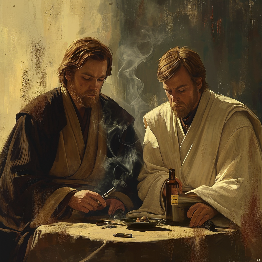 Anakin Skywalker and Obi-Wan Kenobi smoking marijuana