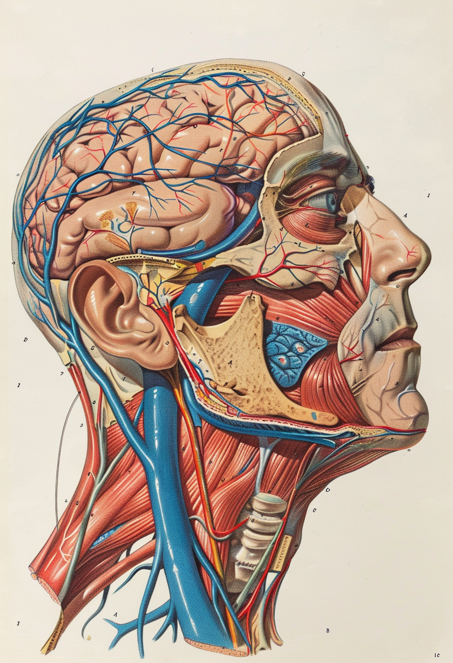 Detailed anatomical illustration with labels