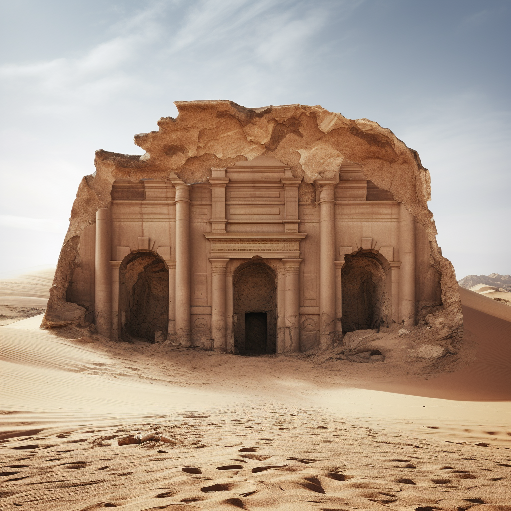 Ruined temple in desert sands