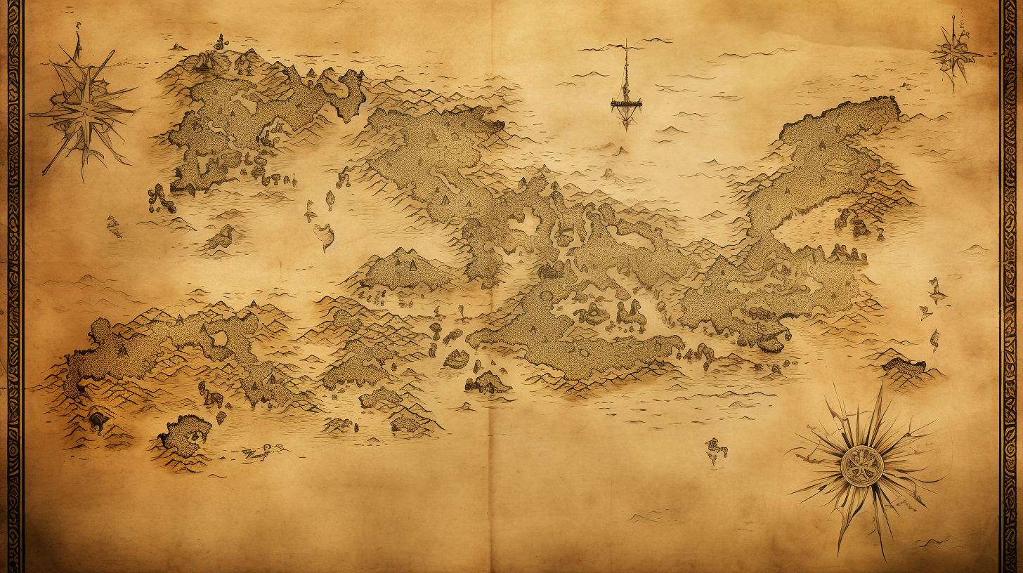 Ancient Asian Hand-Drawn Map Illustration