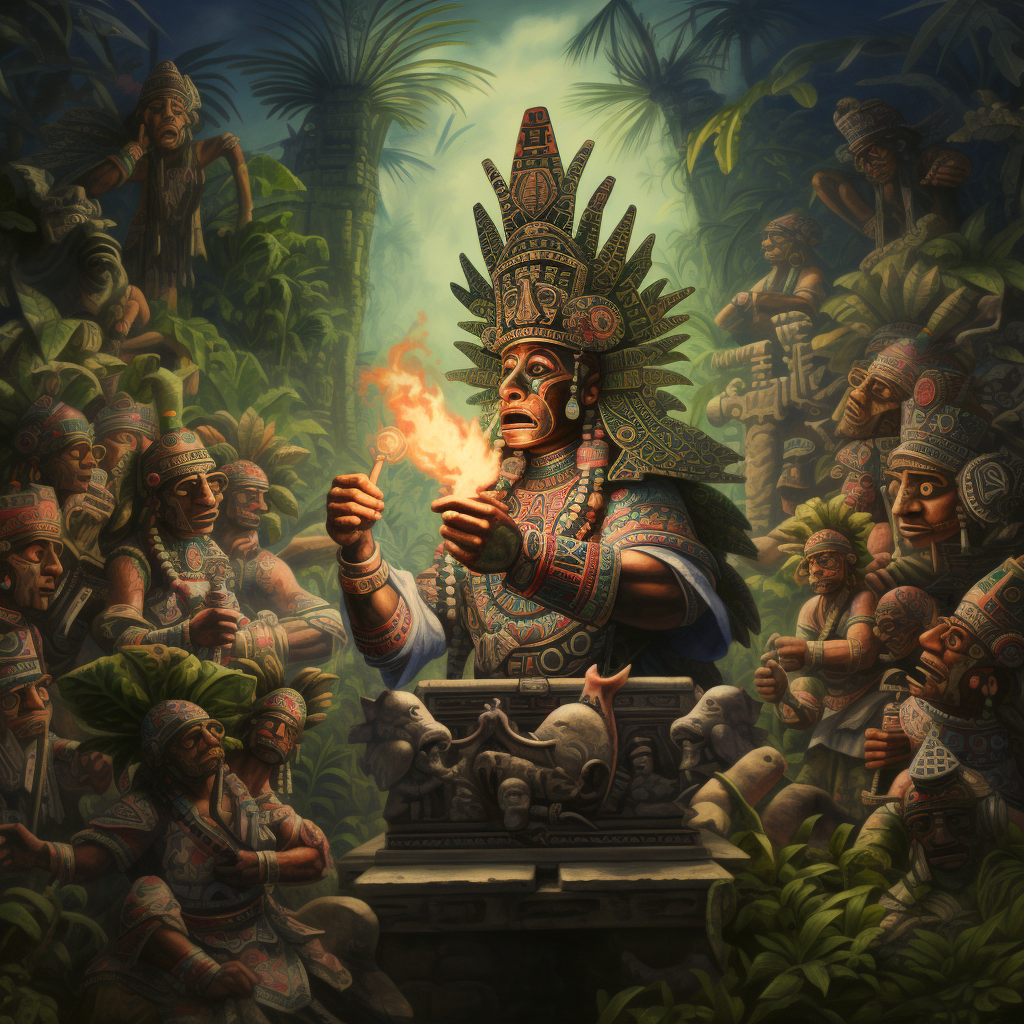 Aztec gods worshipping marijuana in ancient times