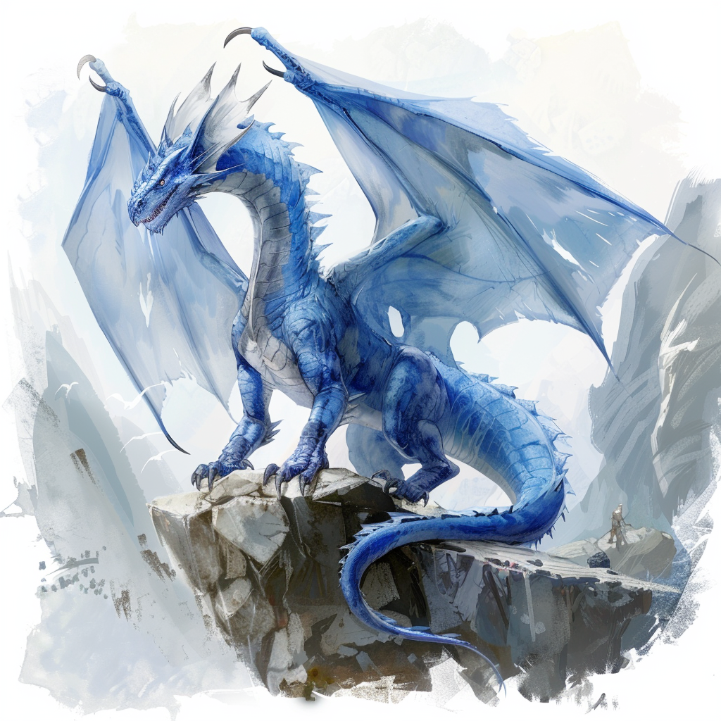 majestic blue dragon wings standing