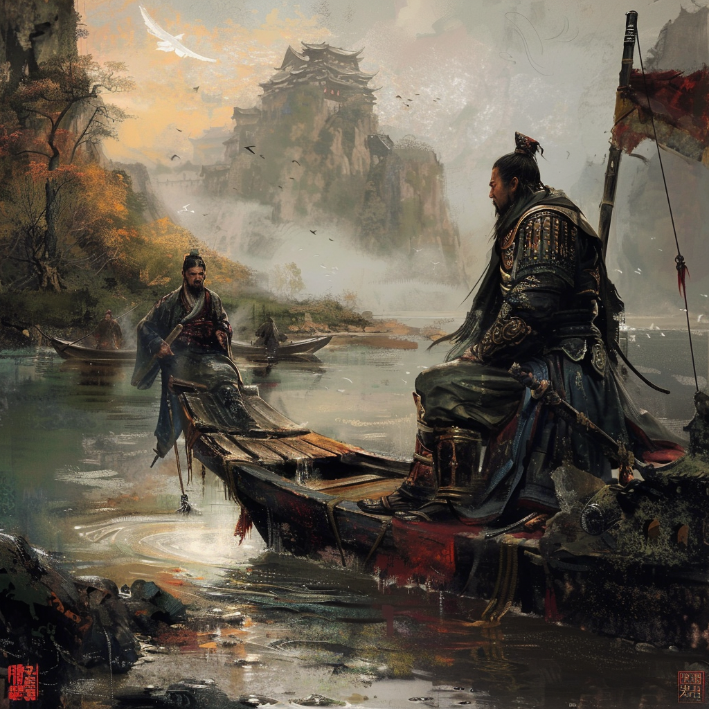 Ancient China Brave General River Fisher