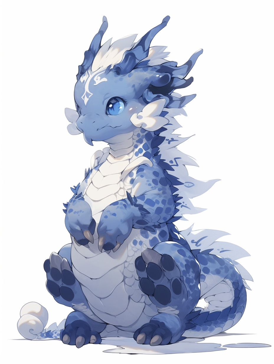 Ancient Chinese Cute Blue Dragon Image