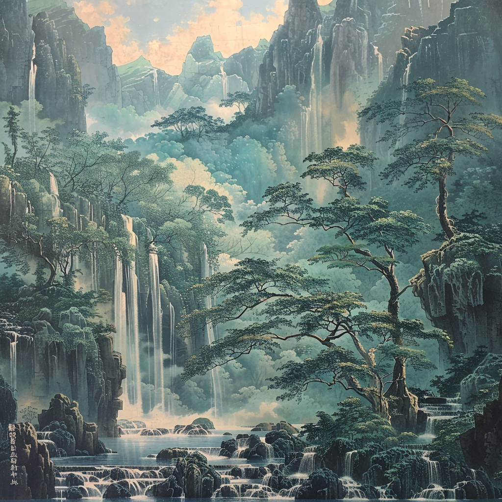 Ancient Chinese Painting Forest Hainan