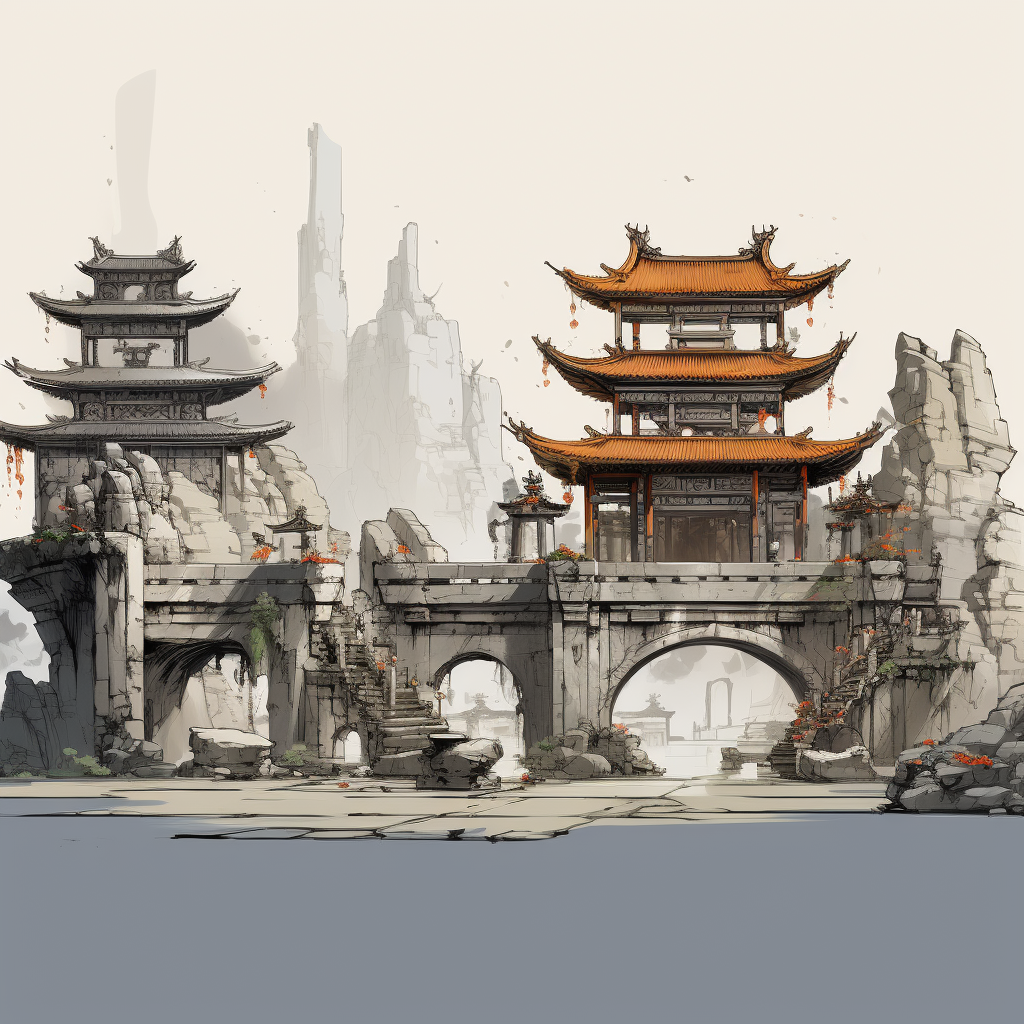 Sketch of Ancient Chinese Temple