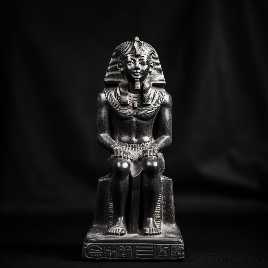 Ancient Egyptian idol on black background