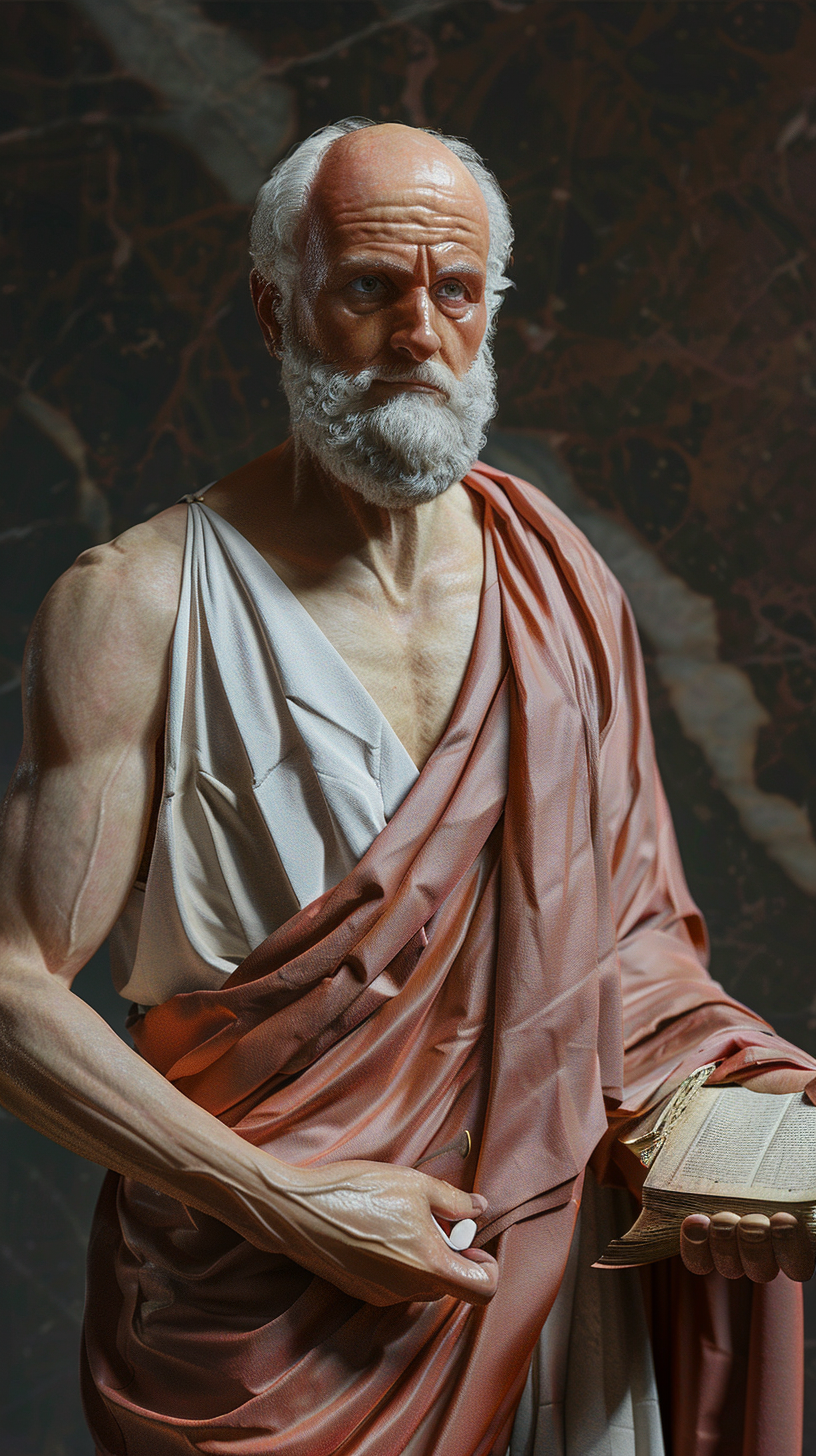 Ancient Greece Hippocrates Realistic Portrait