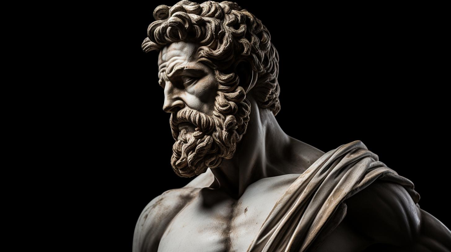 Muscular Stoic Philosopher Exuding Strength and Wisdom