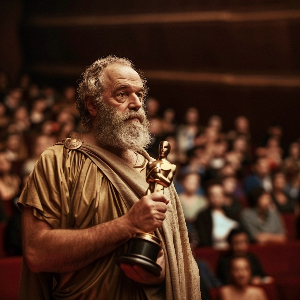 Sophocles receiving Oscar Award